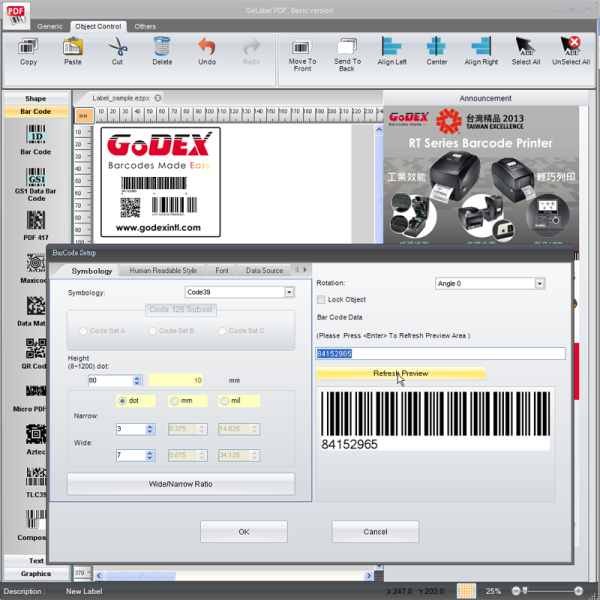 godex golabel software